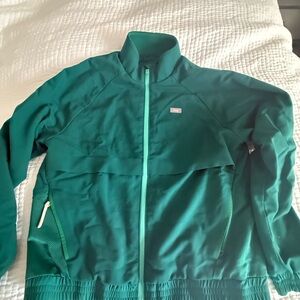 Hunter green Figs Zip-Up Jacket, worn once, size S perfect condition